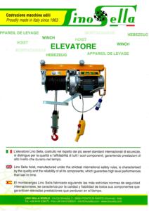 Lino Sella World Italian-Made CE Certified Electric <b>Hoist</b> 500 kg Payload Metal Single Phase 28m/min Lift Speed 1 Year Warranty - Product Image 5