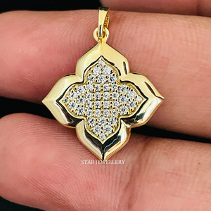 14K ทองคำแท้จี้เพชรโคลเวอร์ธรรมชาติเครื่องประดับที่ดี - Product Image 4