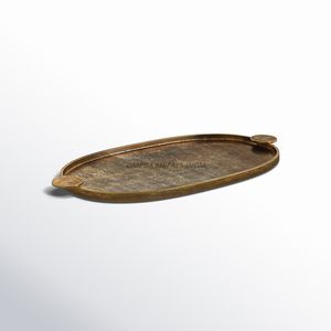 ชุดถาดเสิร์ฟทรงกลมสีบรอนซ์โบราณที่ทันสมัยพร้อมขอบเพรียวบางและพื้นผิวขัดเงาเหมาะอย่างยิ่งสำหรับการรับประทานอาหารและการจัดแสดงที่หรูหรา - Product Image 5