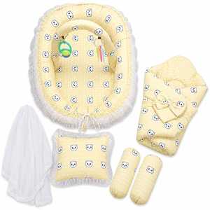 Portable Quality Baby Lounger Nest Soft Cotton 300tc Polka Dot Newborn Bed Set Infant Sleeping Cushion <b>Pillow</b> Bolster Swaddle - Product Image 4