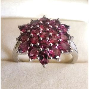 Shah Gems Women's Natural Garnet Cluster <b>Ring</b> 925 Sterling Silver <b>Crystal</b> <b>Rings</b> - Product Image 1