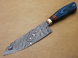 Hecho a mano de acero al carbono de acero de Damasco, mango de madera acolchado personalizado, chef de cocina ecológico, Funda de cuero de alta calidad para verduras - Product Image 6