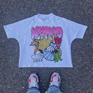 Camiseta con Cuello Redondo de Fabricante Personalizado |   Camiseta Corta de Corte Cuadrado, Gruesa, 100% Algodón Ecológico con Impresión DTG - Product Image 1