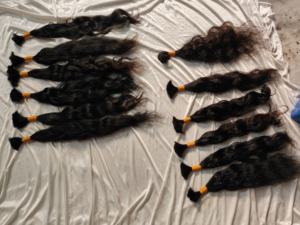 Prix d'usine en gros 100% cheveux bruts naturels cheveux en vrac cheveux humains indiens vierges extensions de tissage non tissées - Product Image 5