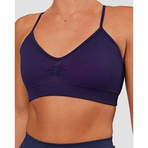 สปอร์ตบราไร้ตะเข็บ Spark Seamless Ribbed Sports Bra-Future Navy Ultra Fuchsia Yoga Fitness Top - Product Image 5