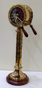 Latón vintage 24 "Telégrafo Navy Ship Engine Room Acabado de latón con base de madera - Product Image 4