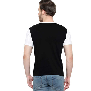 2025 personnalisé pur coton peigné noir et blanc t-shirts pour hommes respirant toile tissu contraste couleur t-shirts - Product Image 6