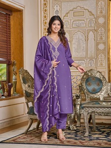 Vente chaude nouvelle robe pakistanaise taille libre Designer Salwar Kameez pour les femmes avec contraste Dupatta d'Inde - Product Image 2
