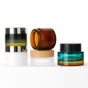 Tùy CHỈNH 60ml 50g 30ml Matte bơm lại bao bì mỹ phẩm Frosted Glass Cream Jar với nắp tre chai thủy tinh - Product Image 5