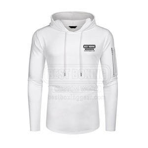 Vente en gros de sweats à capuche de fitness en coton mélangé polyester avec logo personnalisé sweats à capuche de fitness imperméables pour hommes à l'extérieur - Product Image 1