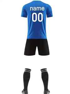 Conjunto de Uniforme de Fútbol Azul Personalizado para Hombre con Pantalones Cortos y Calcetines, Uniforme de Equipo Transpirable para Entrenamiento de Fútbol - Product Image 2