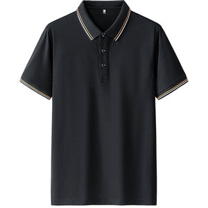 Chemise de golf pour homme, coupe ajustée, manches courtes, 100% coton, toile unie, respirante, sport, été - Product Image 2