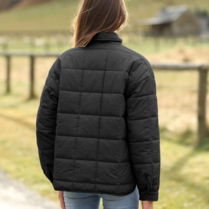 Veste matelassée pour femme, col montant, manteau d'hiver chaud et rembourré, veste élégante noire avec poignets boutonnés - Product Image 6