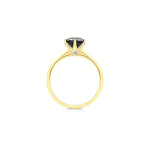Bague de fiançailles en diamant noir solitaire de forme ronde pour femmes - Product Image 2