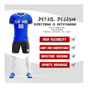 Camisetas de fútbol de secado rápido con logotipo personalizado, pantalones cortos de uniforme de equipo de fútbol Unisex impresos por sublimación completa - Product Image 1
