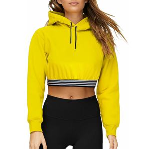 2025 High Quality Breathable Custom Made Cropped Hoodie <b>Woman</b> Cotton Made Crop <b>Top</b> Hoodie - Product Image 2