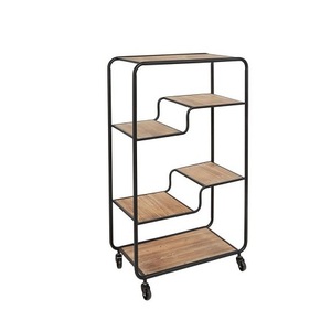 Carrito para servir té de hierro y madera hecho a mano, diseño fabuloso, restaurante, carrito para servir comida de 3 niveles a granel - Product Image 1