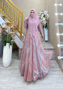 Venta caliente Royal Maroon Blush Serenity Emerald Grace Modest Sets Elegante Satén Syari Con Capucha Casual Tassel Midnight Elegance - Product Image 2