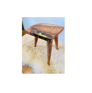 Taburete de madera y resina para manualidades de diseño exclusivo, taburete único para vestíbulo de dormitorio, producto más vendido hecho a mano - Product Image 4