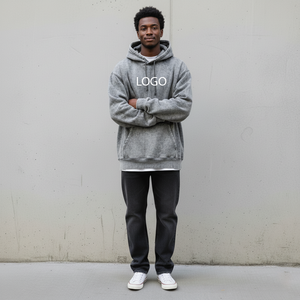 Sweat-shirts à capuche surdimensionnés en coton 100% de haute qualité OEM/ODM, logo brodé personnalisé, couleur unie, respirant - Product Image 1