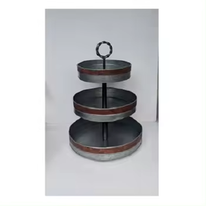 Handmade Three-<b>Tiered</b> Galvanized <b>Cake</b> <b>Stand</b> High Quality Metal Tray Platter Long Marble <b>Cake</b> Serving Dessert Tool New INS Style - Product Image 5