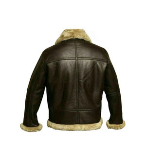 Blouson aviateur en cuir matelassé classique pour homme, chaud et respirant, avec poignets côtelés, imperméable, plusieurs couleurs pour l'hiver - Product Image 4