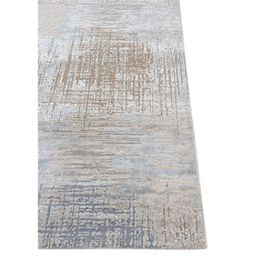 Uvenuti Beige & <b>Brown</b> Hand Knotted <b>Wool</b> & Bamboo Silk Rug Abstract Pattern for Home Use-Jaipur Rugs ZA (1532) - Product Image 4