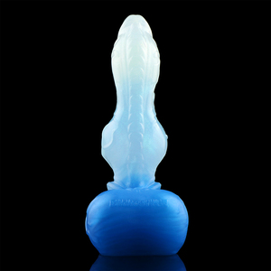 Dildo en silicone souple en gros, motif animal fantastique, chien et <span class=keywords><strong>loup</strong></span>, avec base, bleu verre, 4 tailles, <span class=keywords><strong>jouet</strong></span> sexuel pour adultes pour couples - Product Image 2