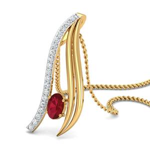 À la mode 18K Or Argent Pendentif Femmes Ovale En Forme Rouge Zircon Gemstone Wave Designer En Laiton Bijoux En Forme De Coeur Chaînes De Mariage - Product Image 2