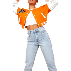 Chaqueta de béisbol para mujer, chaqueta universitaria para mujer con manga larga, calidad superior, más vendida, chaqueta Letterman de lana y poliéster para mujer - Product Image 3