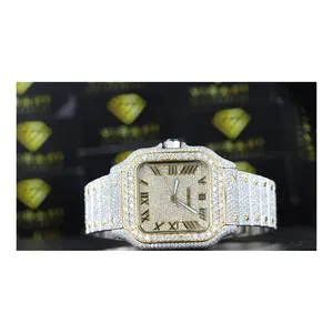 印度供应商时尚VVS透明硅石镶嵌钻石手表全冰镇女性手表