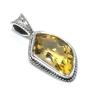925 argent massif classique pendentif bijoux pour femmes 925 argent Sterling Citrine pierre précieuse Style Boho pendentif fait main cadeau pour - Product Image 1