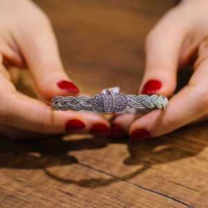 Bracelet Telli Orgu à 3 niveaux en argent sterling 925 couleur bordeaux avec Bilezik pour cadeau - Product Image 1