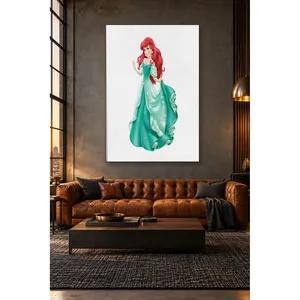 Fida Ariel en robe verte sur fond blanc, impression sur toile - Product Image 2