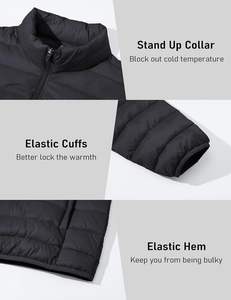 Veste matelassée unisexe légère, chaude, imperméable, coupe-vent, col roulé, fermeture éclair, softshell respirant, pour l'extérieur - Product Image 2