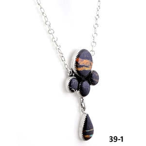 Collier artisanal en cristal noir et argent sterling Southwest - Product Image 3