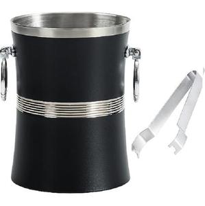 Seau à glace en métal noir avec pince, panier de stockage pour boissons fraîches, fêtes en intérieur, glaçons, canne à glace pour la maison, bar, fêtes - Product Image 1