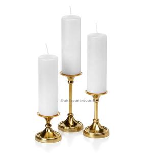 Bougeoir pilier ouragans en métal doré avec cheminée en verre pour événement de mariage et décoration de table pour la maison - Product Image 2