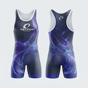 Best Selling Men's Wrestling <b>Singlets</b> 100% Polyester Stretch Light Weight Durable 160g Training <b>Weightlifting</b> Wholesale High - Product Image 3
