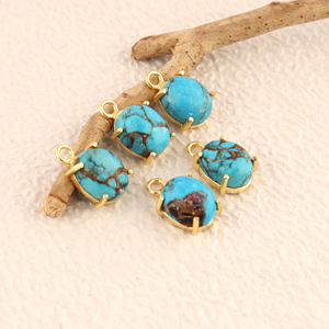 Connecteur de bijoux DIY en gros, rubis de Mohave, turquoise cuivre, ensemble de connecteurs à griffes, connecteur ovale, boucle simple, accessoires en laiton métallique - Product Image 3