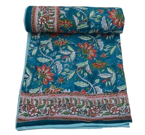 100% Organic Mulmul Cotton Quilt Soft and Comfortable Solid Pattern Blanket Handmade in India - Product Image 1