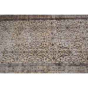 พรมตุรกีโบราณ3.4 x 6.4ft สีเบจสีน้ำตาลคลาสสิกพื้นที่ขนาดใหญ่การออกแบบเย็บปะติดปะต่อกันด้วยผ้าขนสัตว์ผ้าขนสัตว์สี่เหลี่ยมห้องโถงน้ำยางสำหรับห้องพัก - Product Image 5