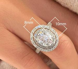 Anneaux de fiançailles Aniva Trendy Eternity en argent 925, luxe, taille ovale, moissanite, pour femmes, serti à griffes, certifié IGI, OEM - Product Image 4