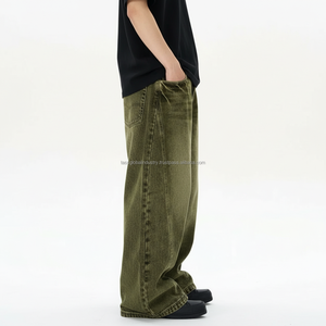 กางเกงยีนส์ทรงหลวมขาโค้งสไตล์เรโทรสำหรับผู้ชาย คุณภาพดี ล้างสีทราย กางเกงยีนส์ทรงหลวมขาโค้งสำหรับผู้ชาย - Product Image 3