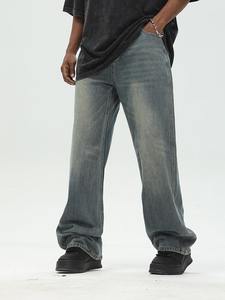 Pantalones Vaqueros Casuales Retro para Hombre 2026, Pantalones de Mezclilla Azul Lavado Teñido, Pantalones Vaqueros Holgados de Pierna Recta Ligeramente Acampanados - Product Image 3