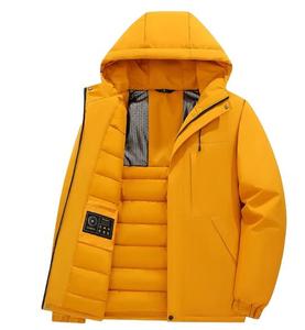 Veste décontractée en softshell en cuir de poisson à col montant avec logo sur le devant, à fermeture éclair, matelassée, coupe-vent, épaisse pour l'hiver - Product Image 3