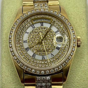 Reloj Mecánico de Acero Inoxidable con Correa de Cuero Analógica y Brillantes de Moda, Diamante de Laboratorio VVS Moissanite para Hombre, Resistente al Agua - Product Image 1