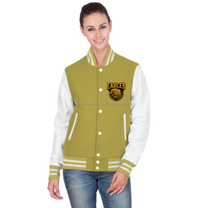 Veste universitaire en molleton de coton doux pour femme, veste Letterman personnalisée brodée pour la vente en gros de streetwear - Product Image 1