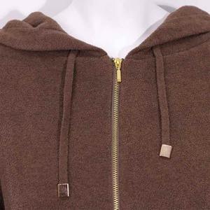 Sudadera con Capucha de Alta Calidad para Mujer, Diseño Casual, Tejido Sólido, 100% Algodón, Resistente al Viento y al Agua, Forro de Invierno, Cierre Completo con Cordón Ajustable - Product Image 5