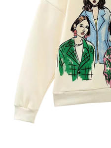 Vente en gros de sweatshirts imprimés surdimensionnés décontractés pour femmes au design personnalisé sweatshirts d'automne à col rond respirants pour l'hiver avec logo sur le devant - Product Image 3